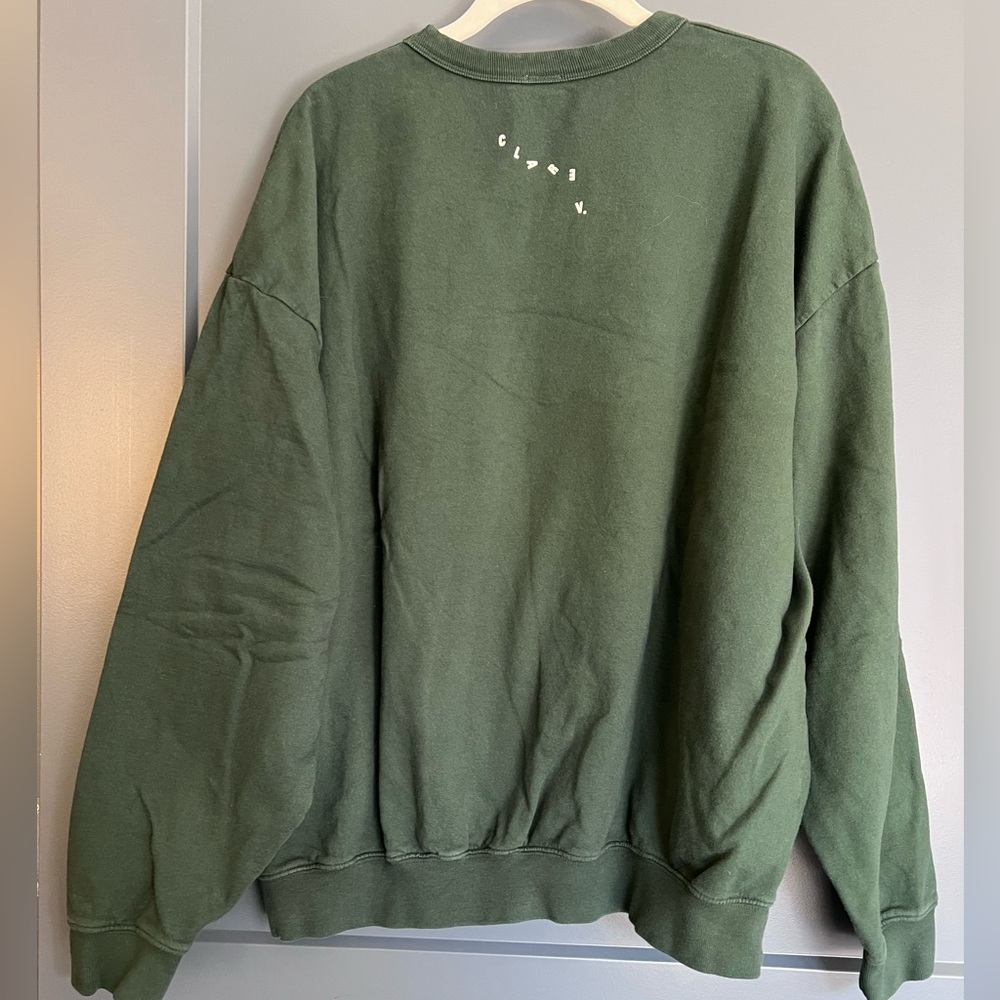 Clare V Oversized Forest Green "OUI" Graphic Sweatshirt XL - Picture 4 of 10